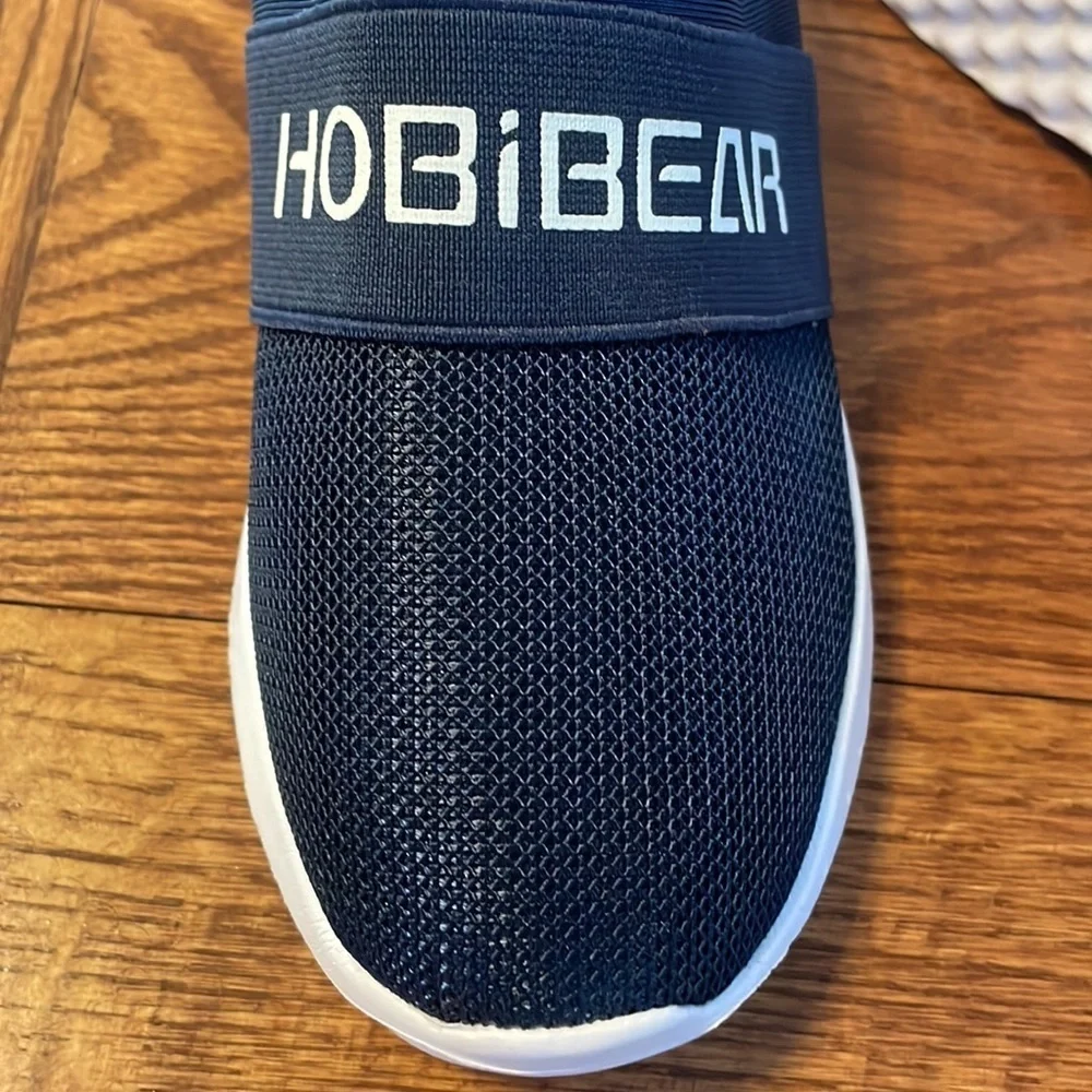 HOBIBEAR slip on boys girls walking running sneakers LIGHTWEIGHT blue white 13.5